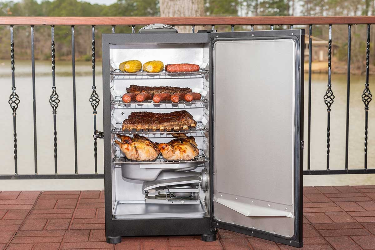 Four chrome-coated smoking racks