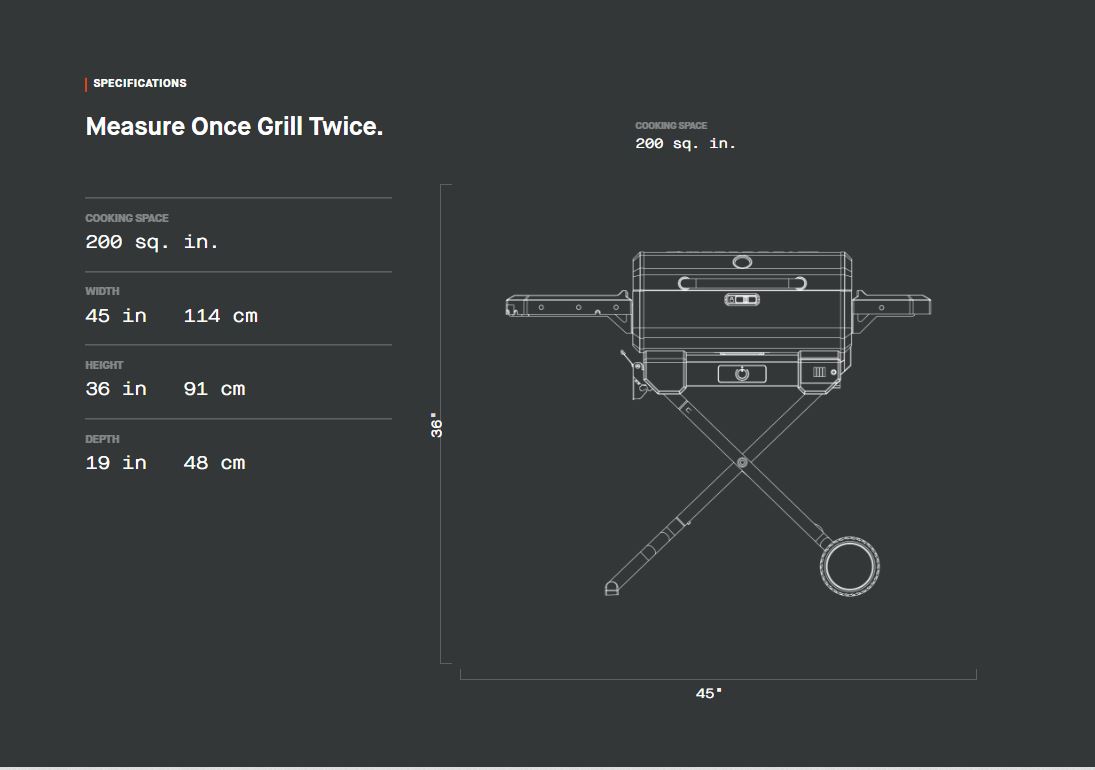 Portable Charcoal Grill with Cart dimensions