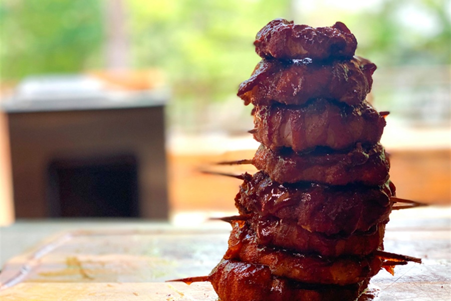 Smoked Bacon Wrapped Onion Rings